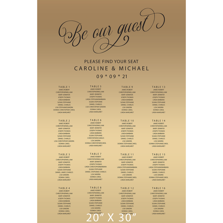 Minimalist seating chart