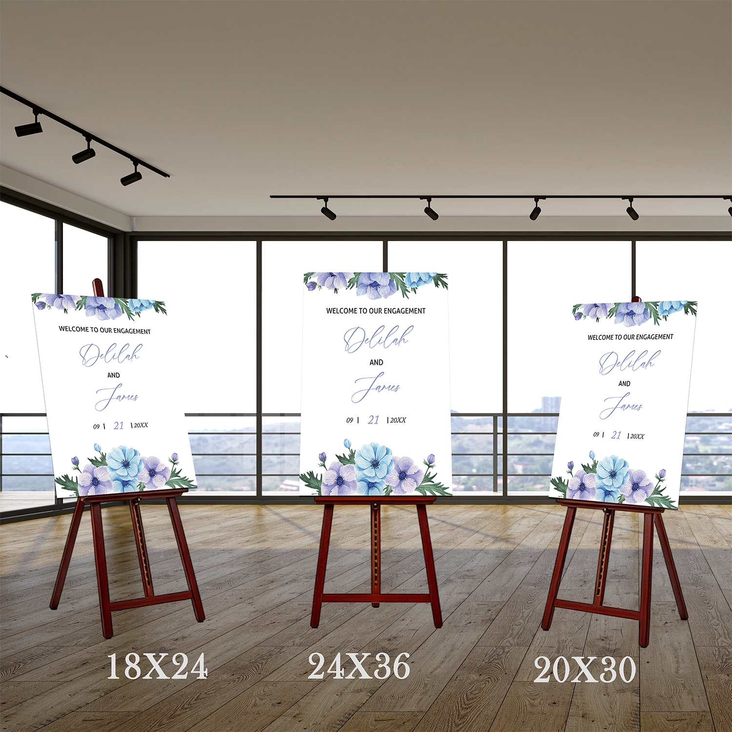 Watercolor Flowers Engagement Party Sign