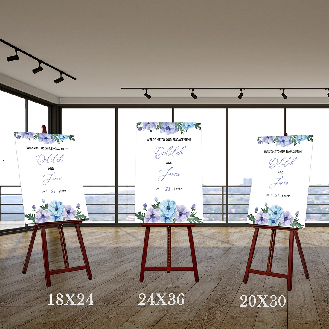 Watercolor Flowers Engagement Party Sign