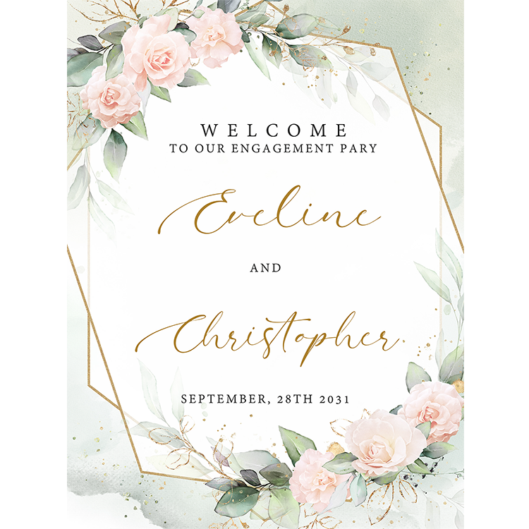 Boho blush floral engagement sign