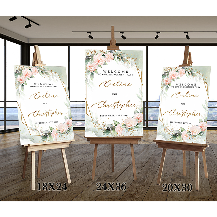Boho blush floral engagement sign