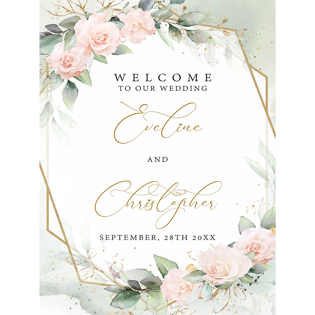 Boho blush floral wedding sign