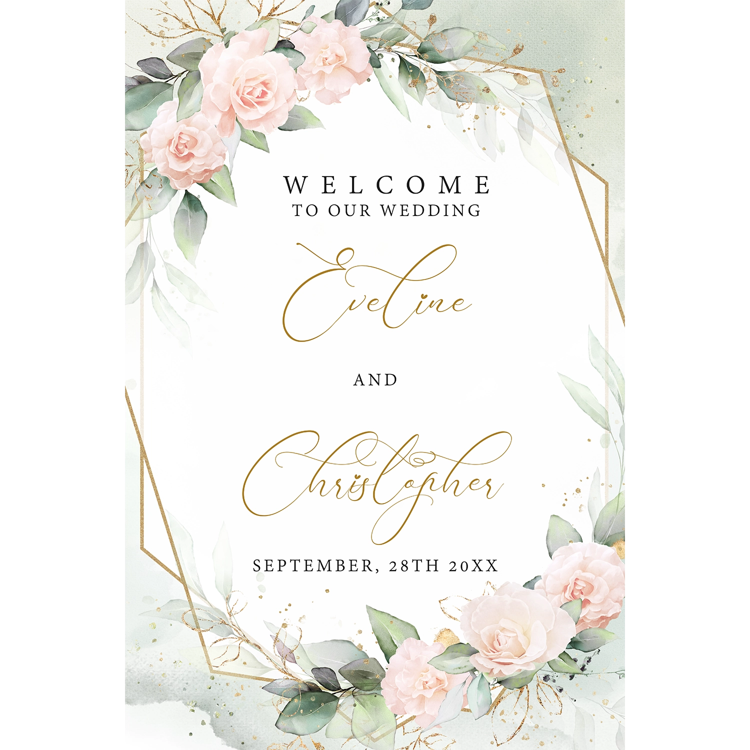Boho blush floral wedding sign