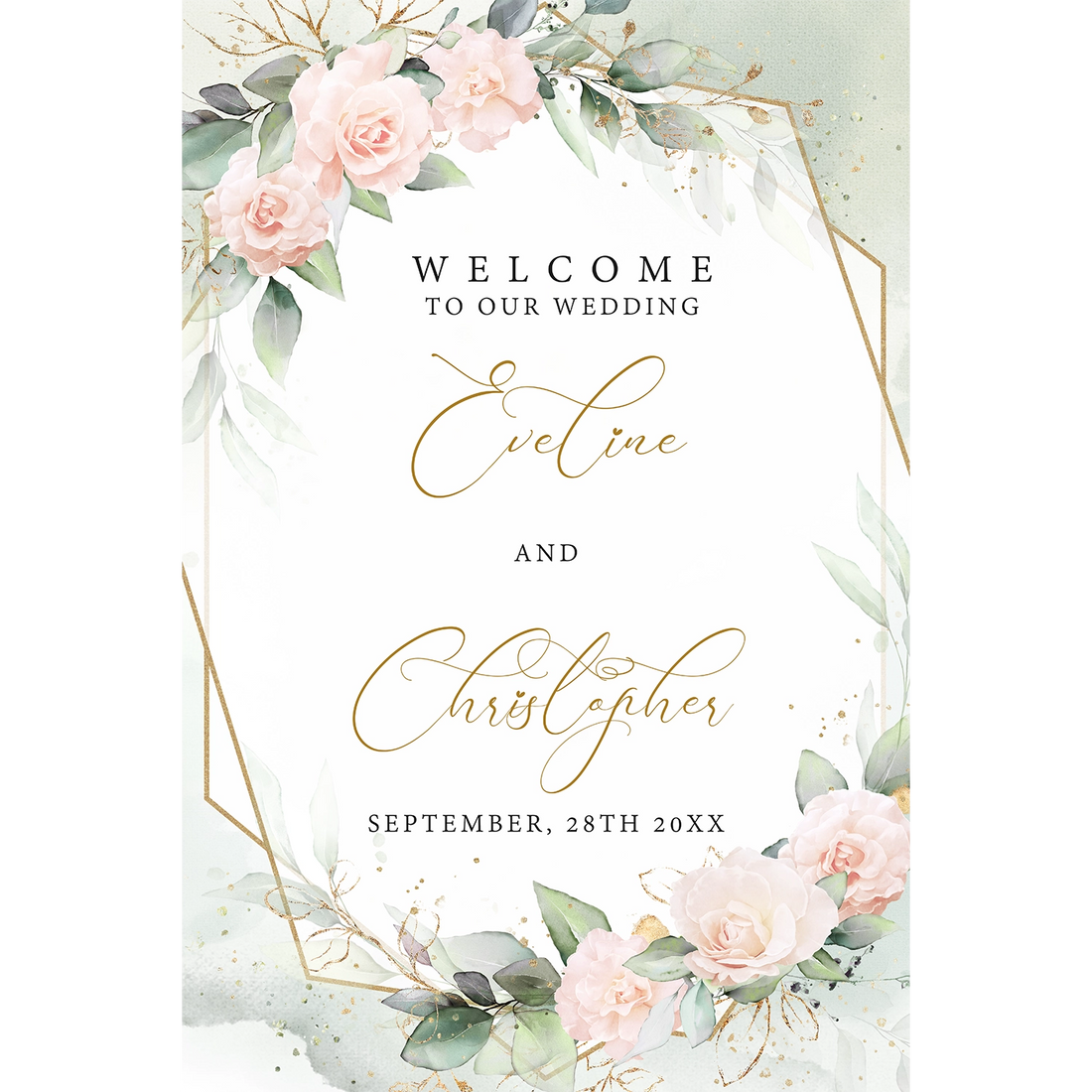 Boho blush floral wedding sign