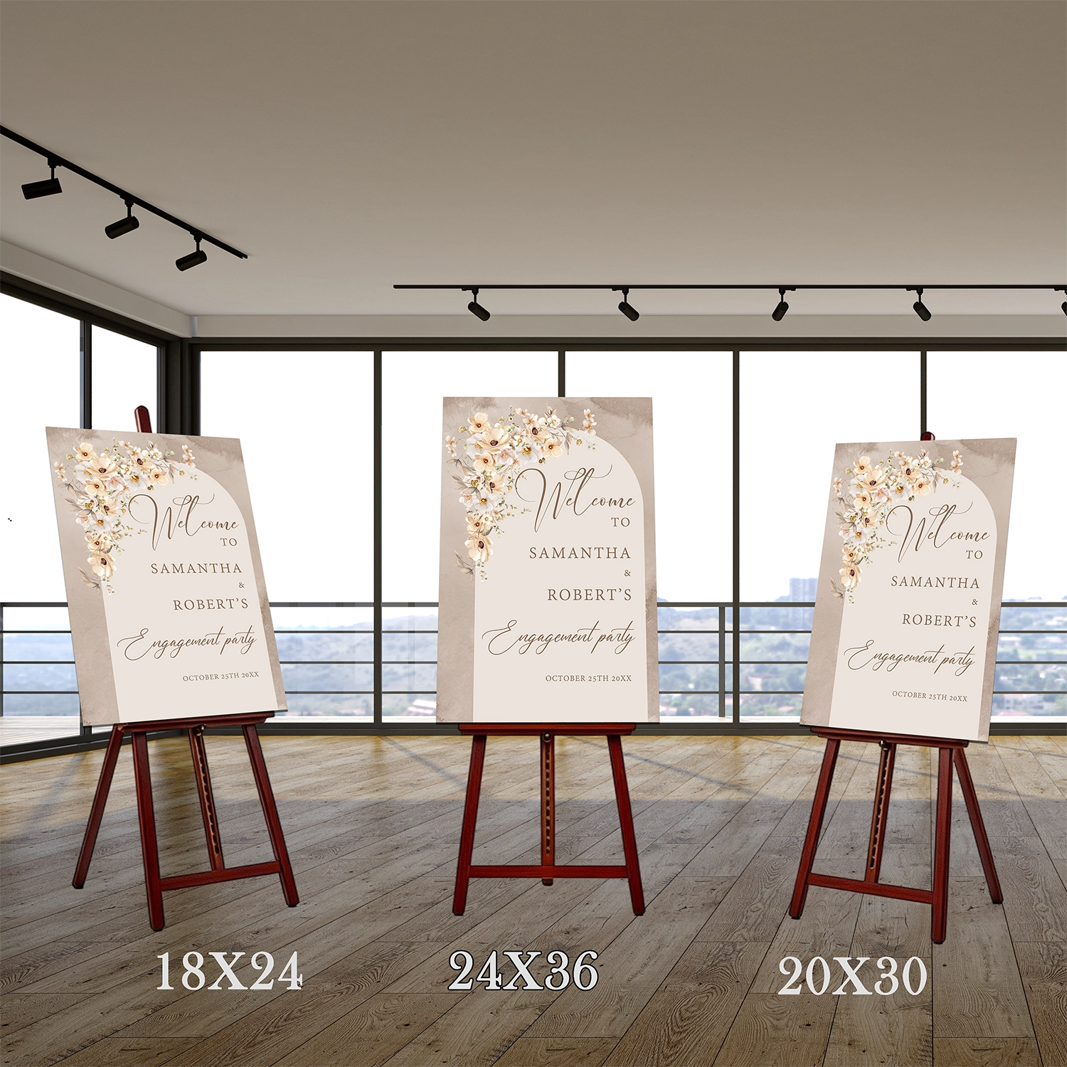 Boho arch engagement party sign