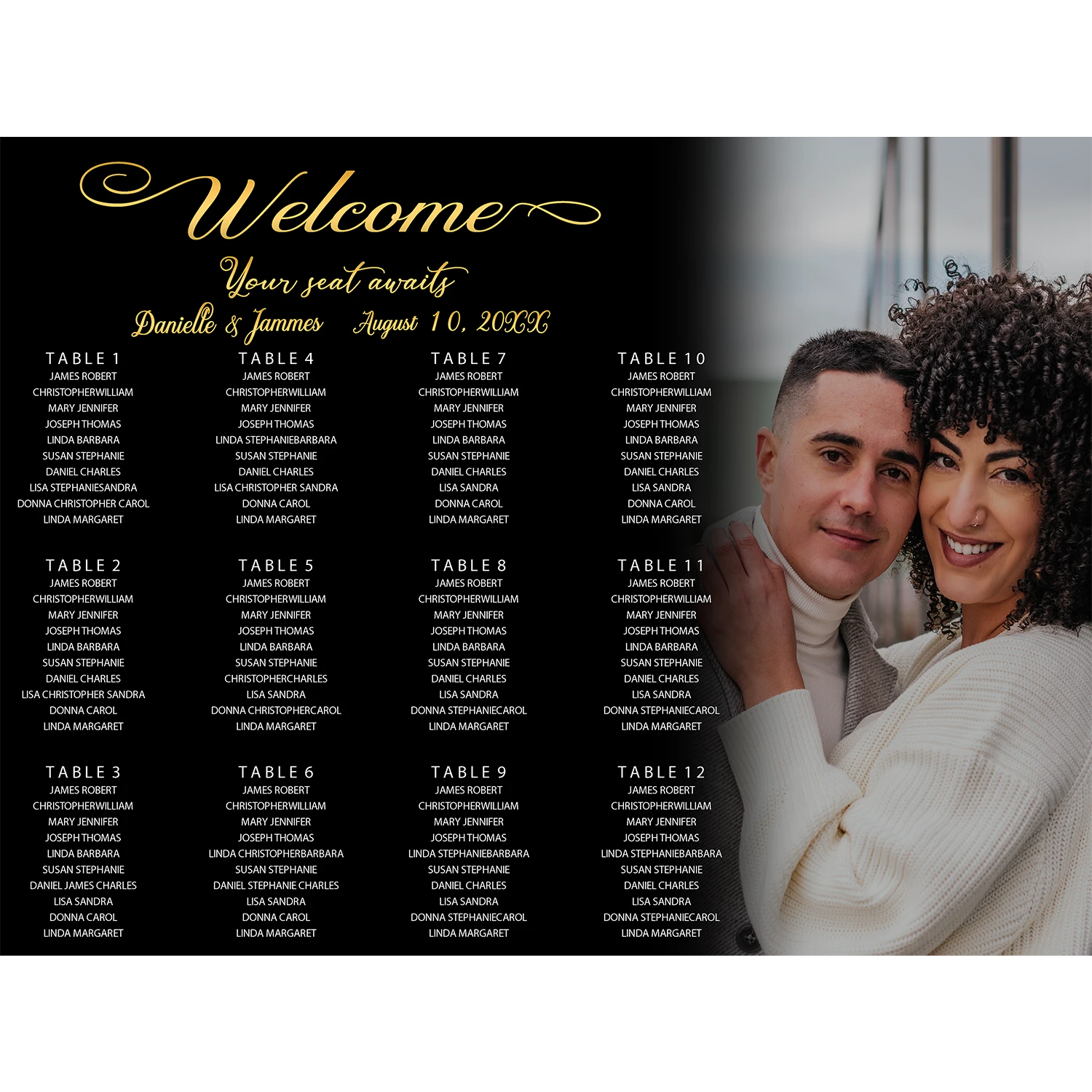 Fade to black seating chart