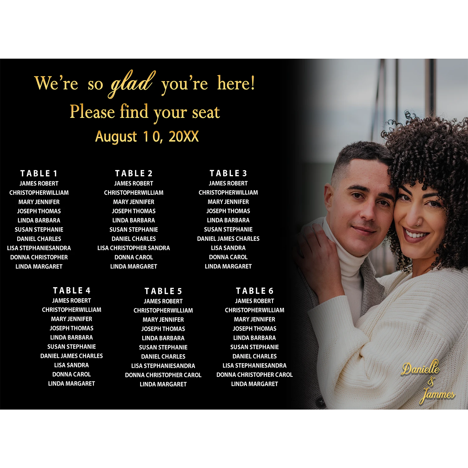Fade to black seating chart
