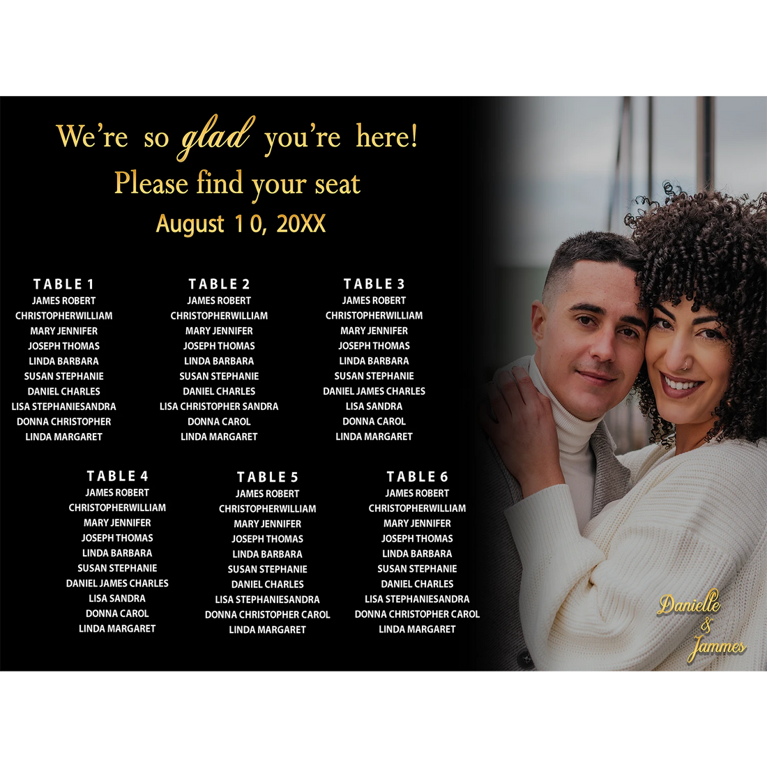 Fade to black seating chart