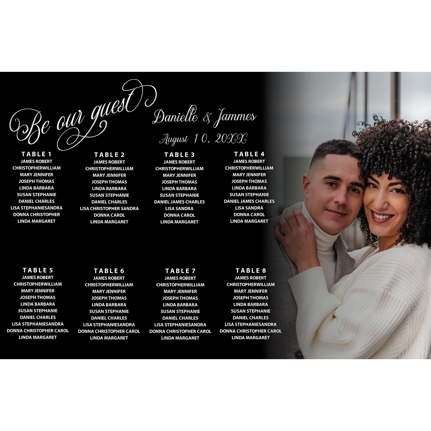 Fade to black seating chart