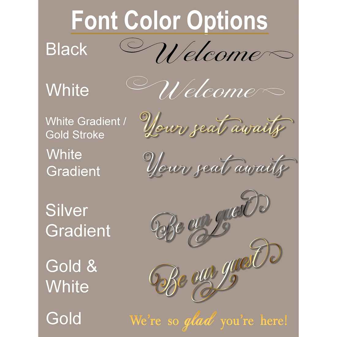 Fade to black seating chart