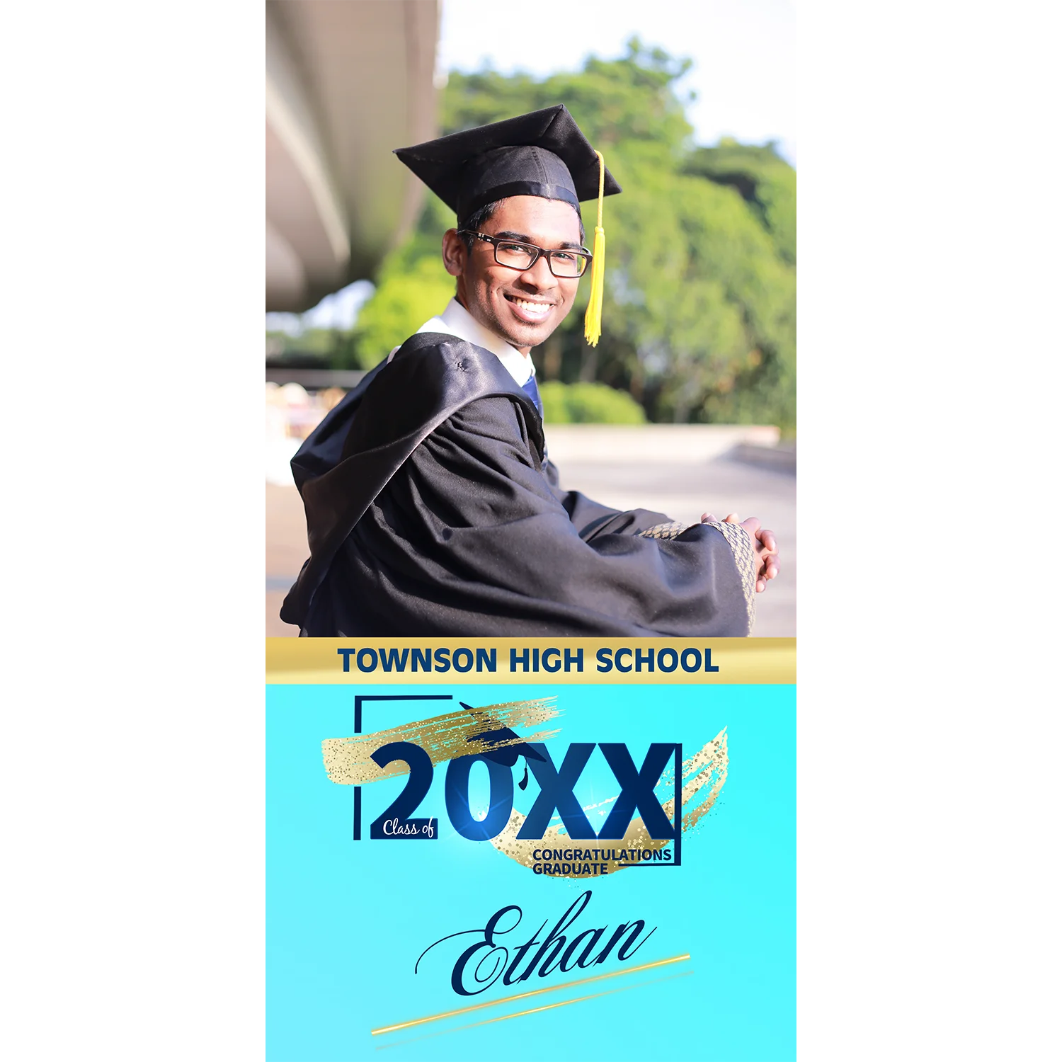 Graduation Banner Glitter Brush
