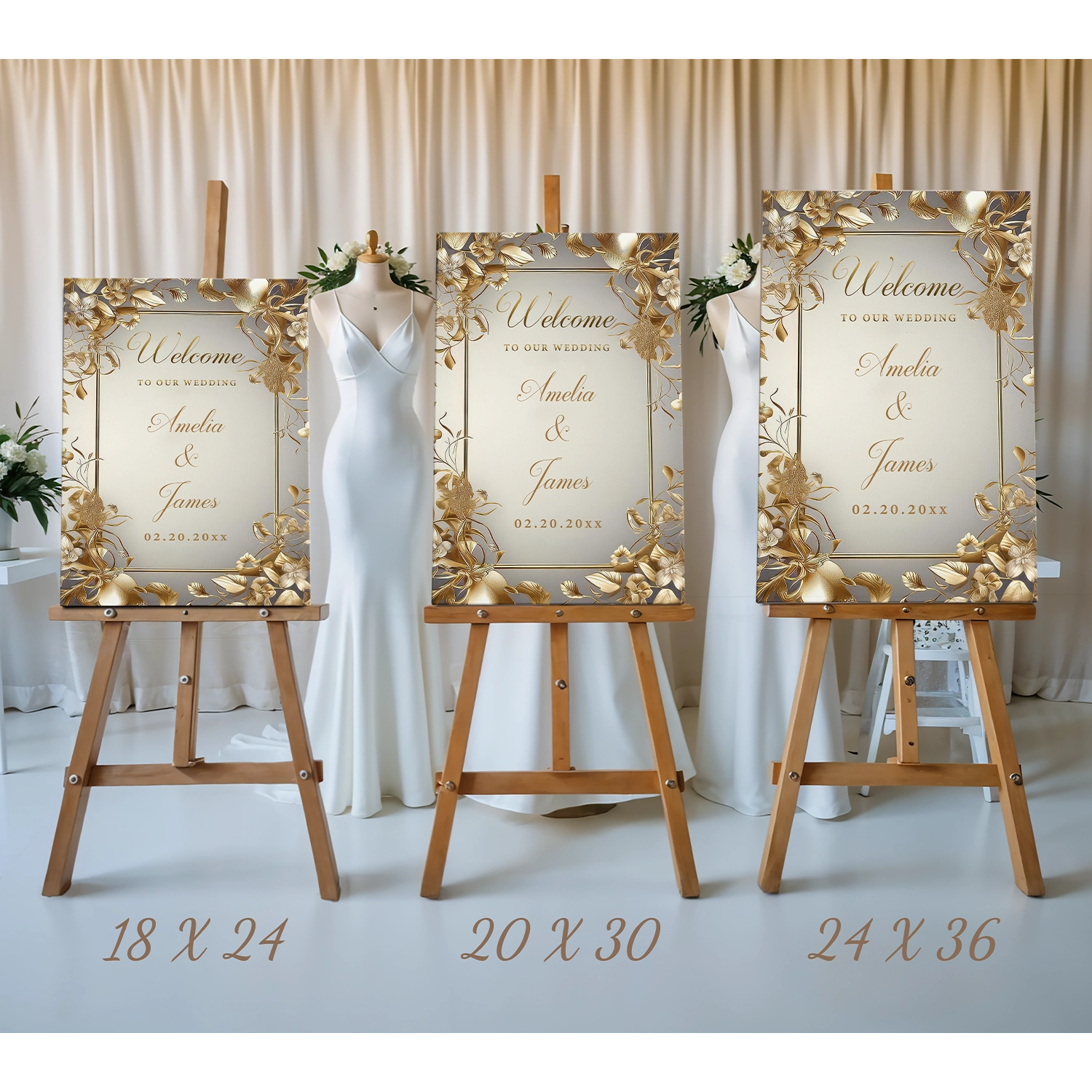 Golden Ornate Vine Wedding Sign