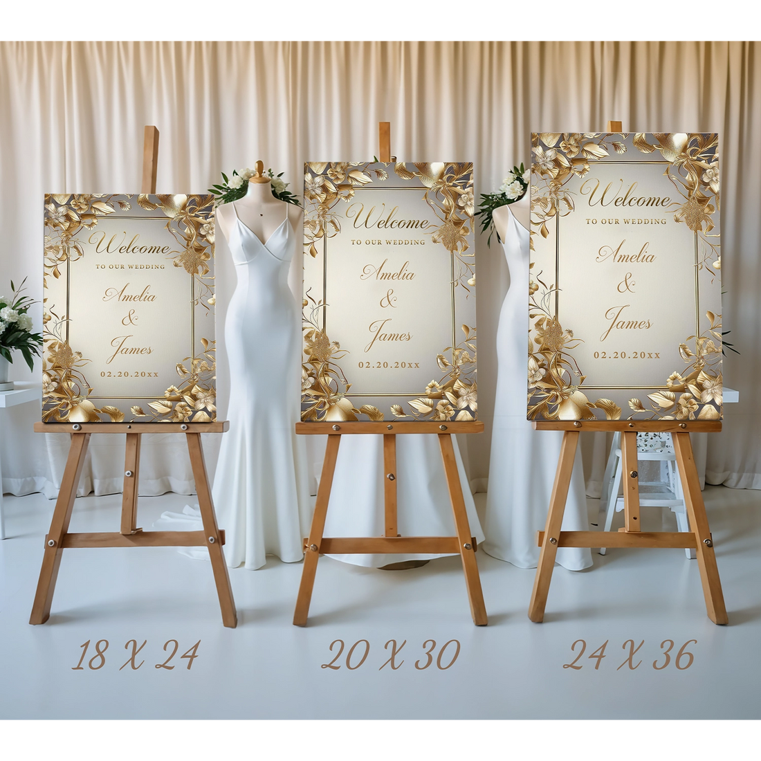 Golden Ornate Vine Wedding Sign