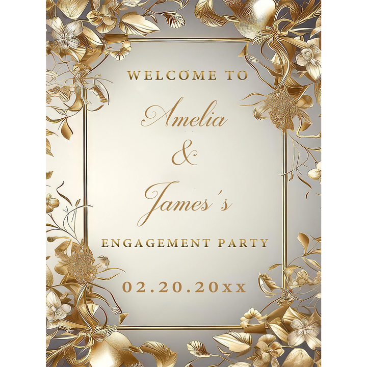 Golden ornate vine Engagement sign