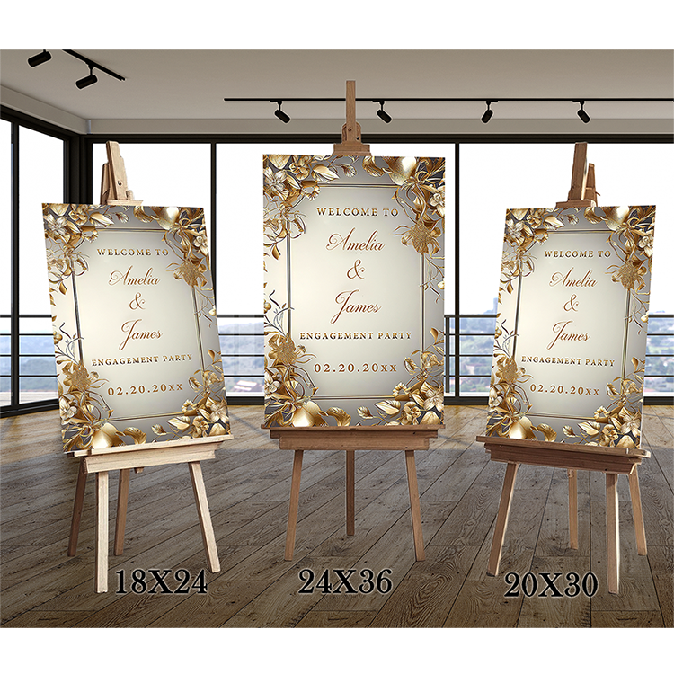 Golden ornate vine Engagement sign
