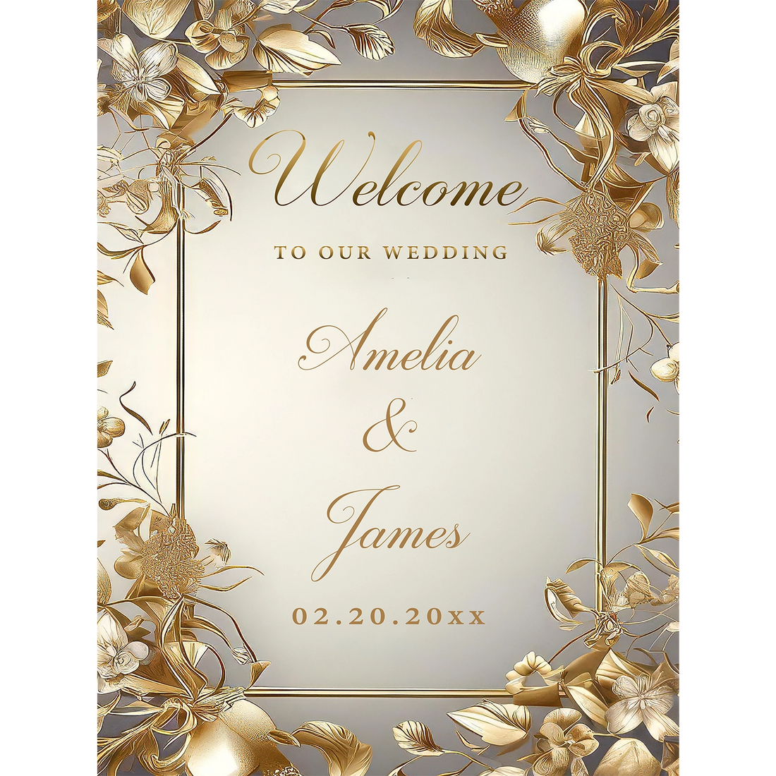 Golden Ornate Vine Wedding Sign