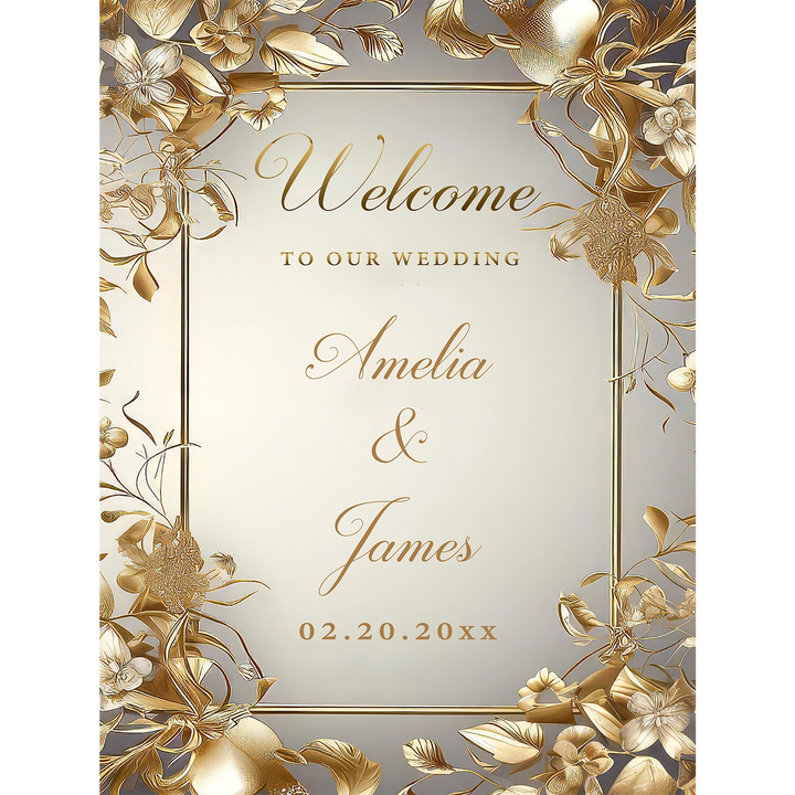 Golden Ornate Vine Wedding Sign