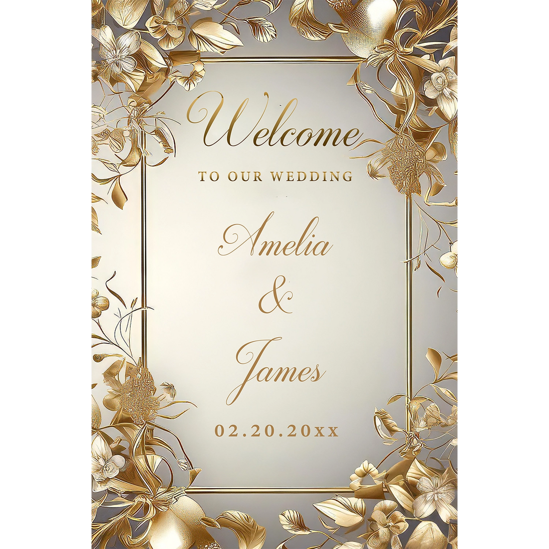 Golden Ornate Vine Wedding Sign