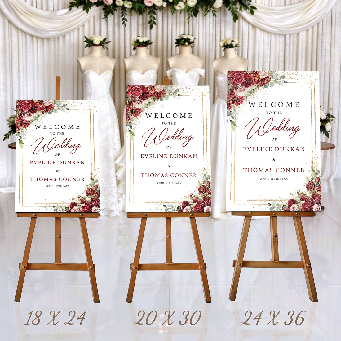 Marsala red blush wedding sign