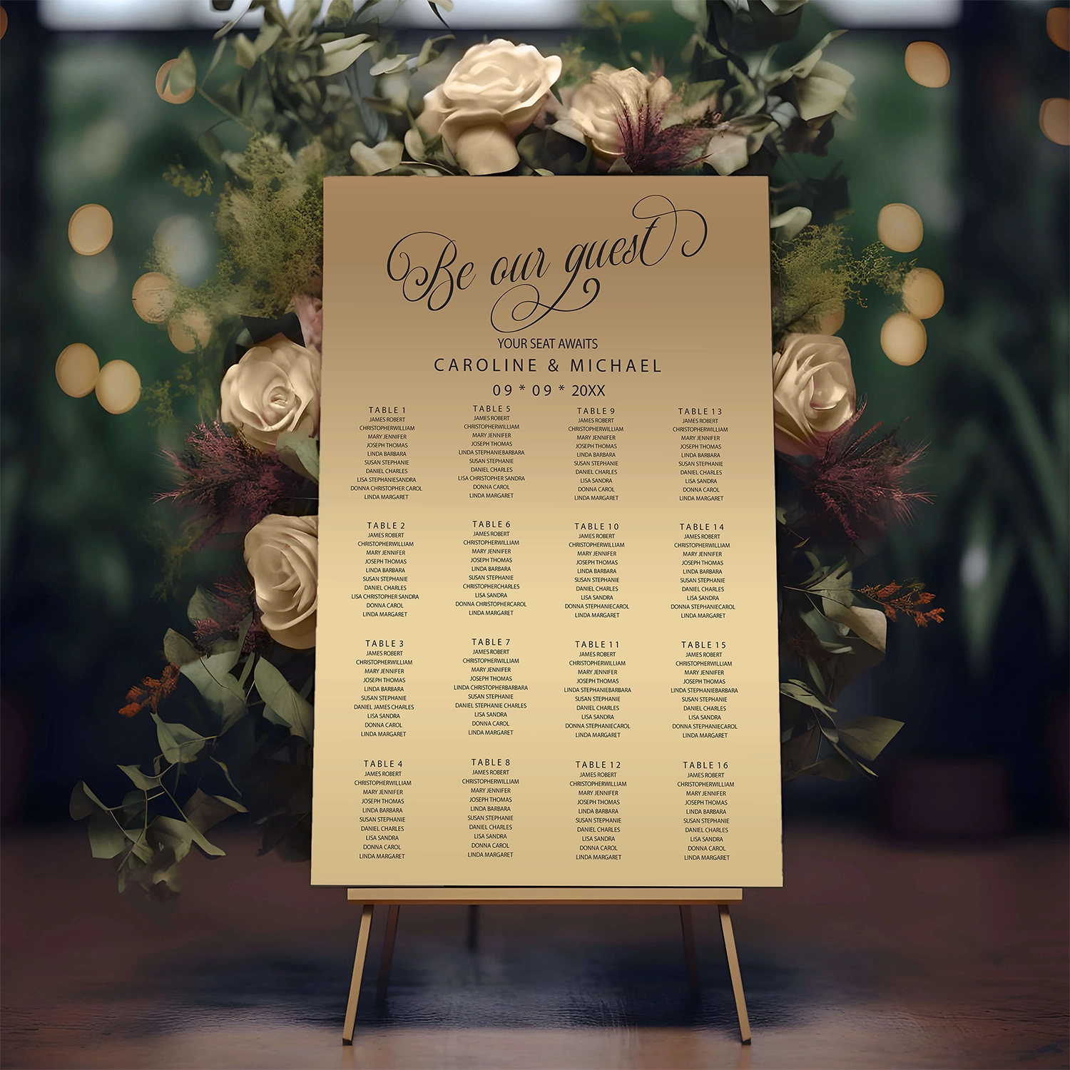 Minimalist seating chart