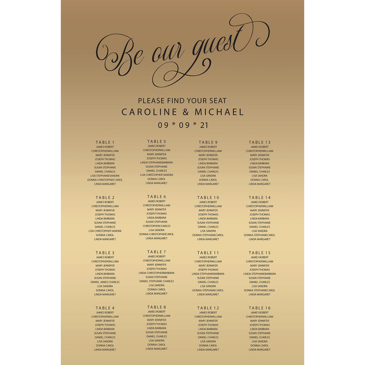 Minimalist seating chart