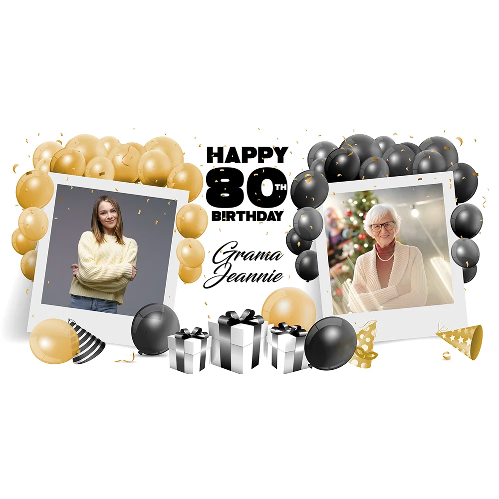 Then & Now Birthday Vinyl Banner