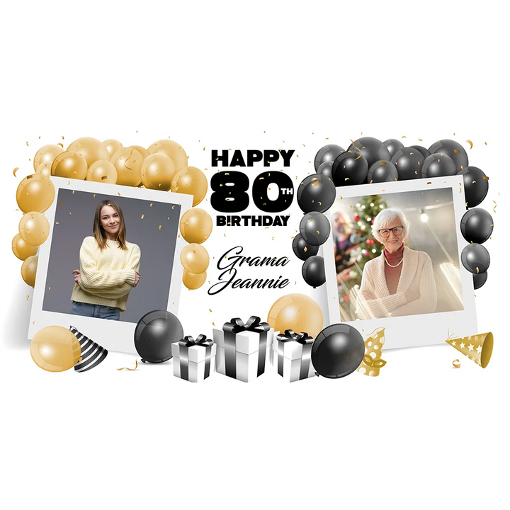 Then & Now Birthday Vinyl Banner