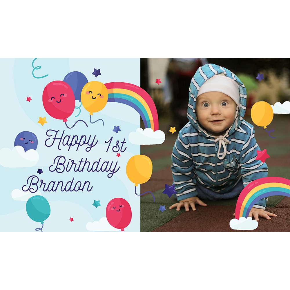 Rainbow & Balloons Vinyl Banner