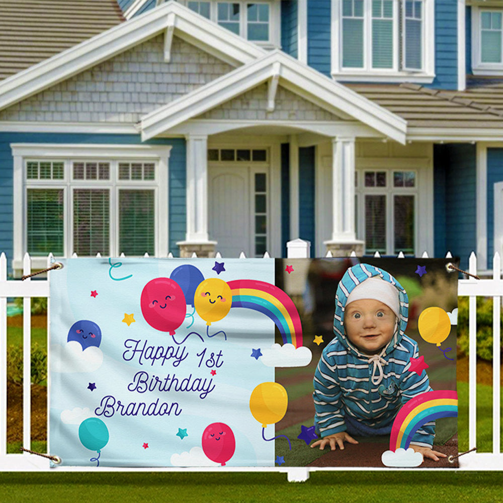 Rainbow & Balloons Vinyl Banner