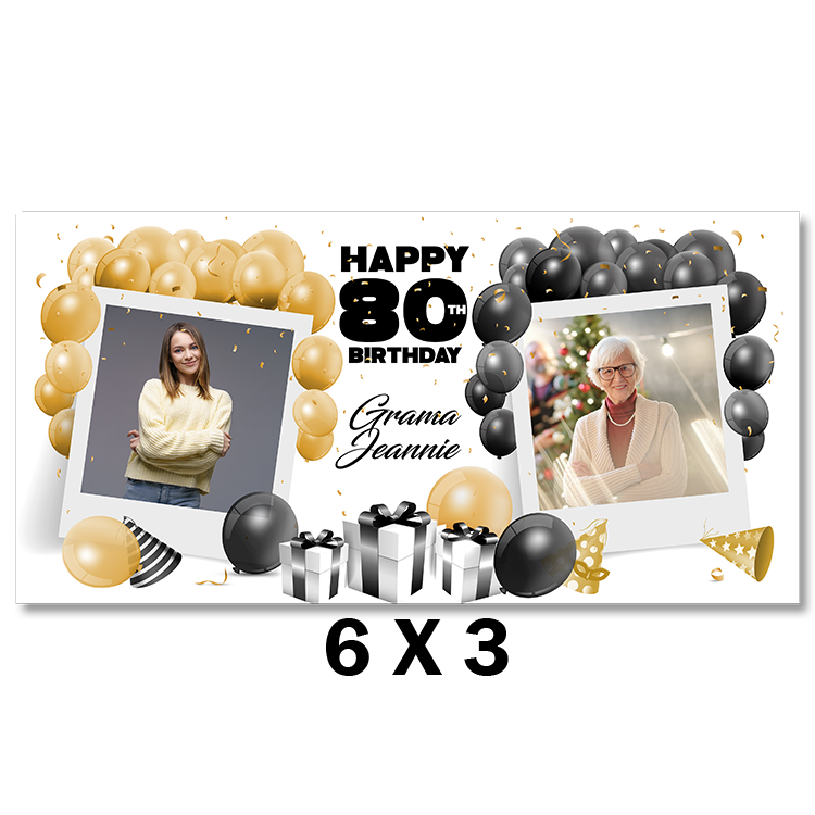 Then & Now Birthday Vinyl Banner