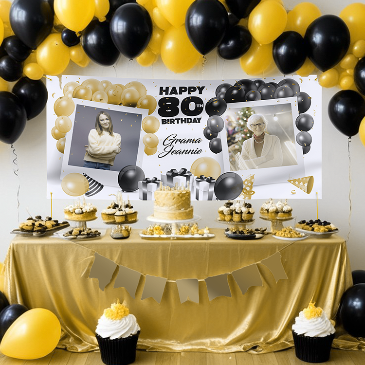 Then & Now Birthday Vinyl Banner