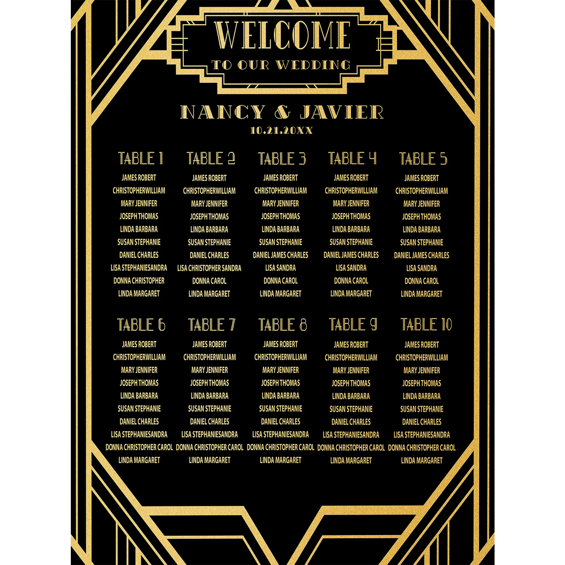 Vintage Art Deco Seating Chart