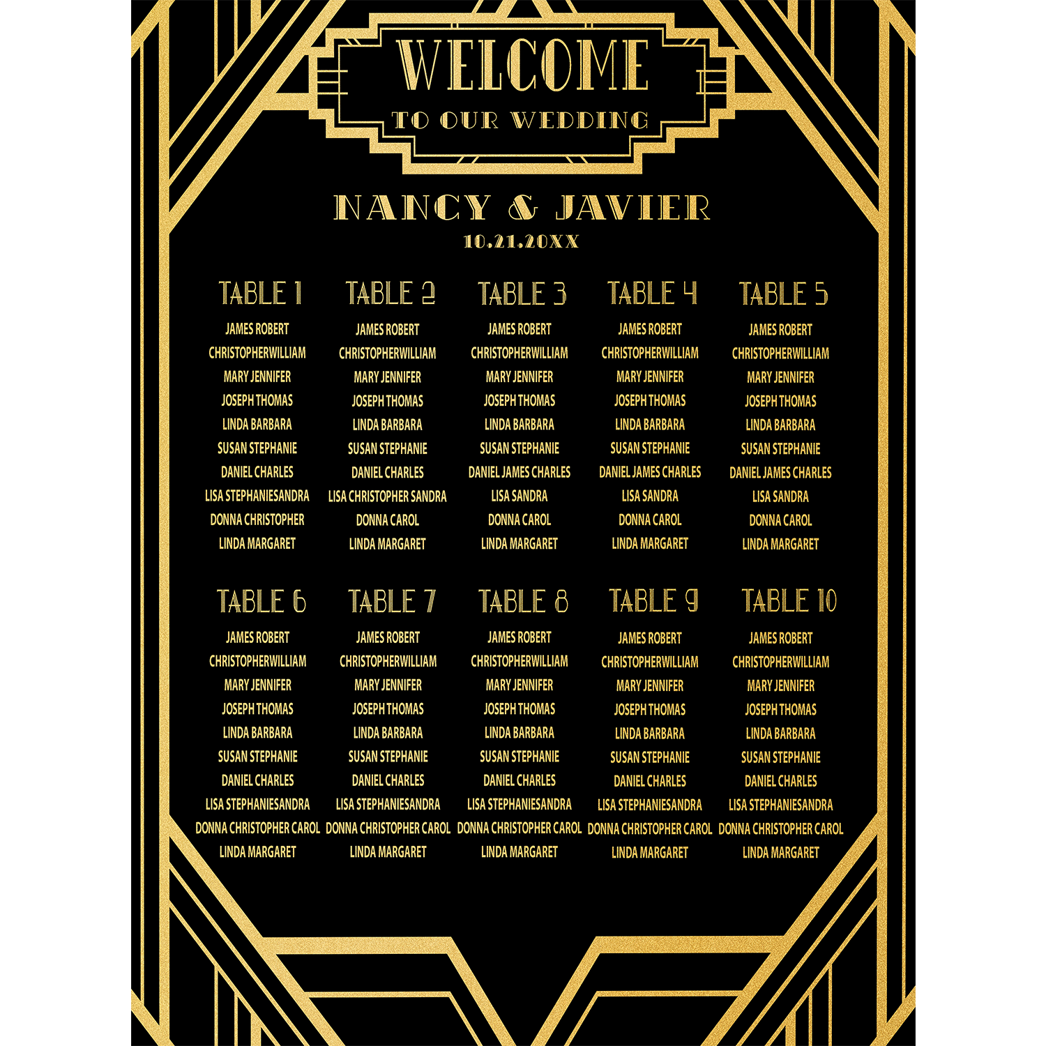 Vintage Art Deco Seating Chart