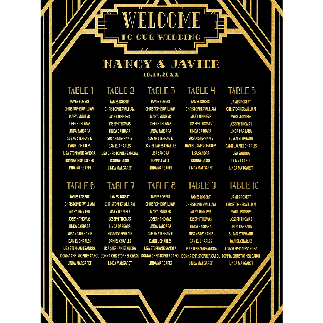 Vintage Art Deco Seating Chart