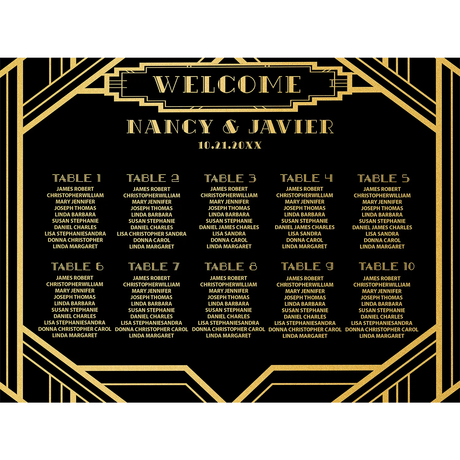 Vintage Art Deco Seating Chart