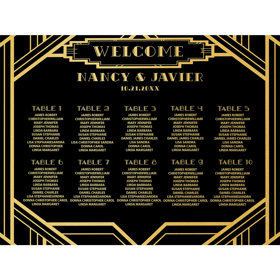 Vintage Art Deco Seating Chart