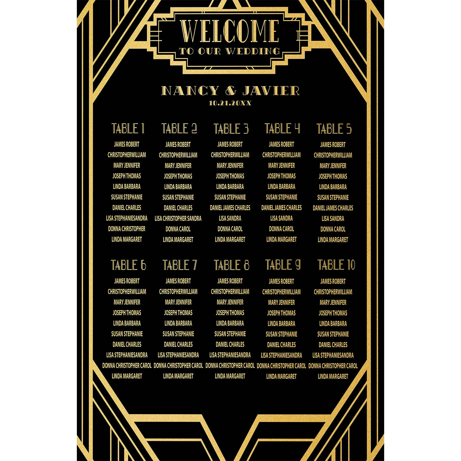 Vintage Art Deco Seating Chart