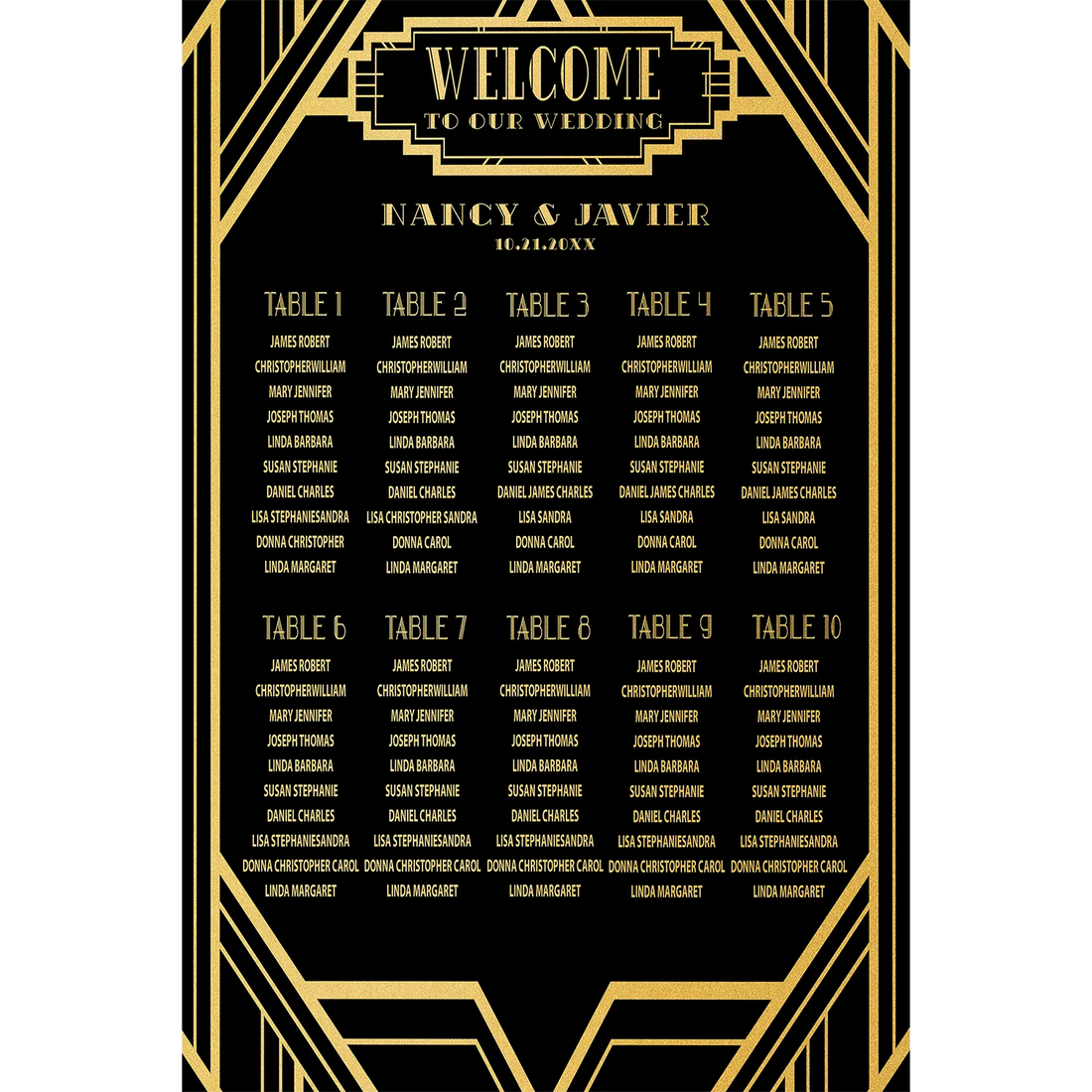 Vintage Art Deco Seating Chart
