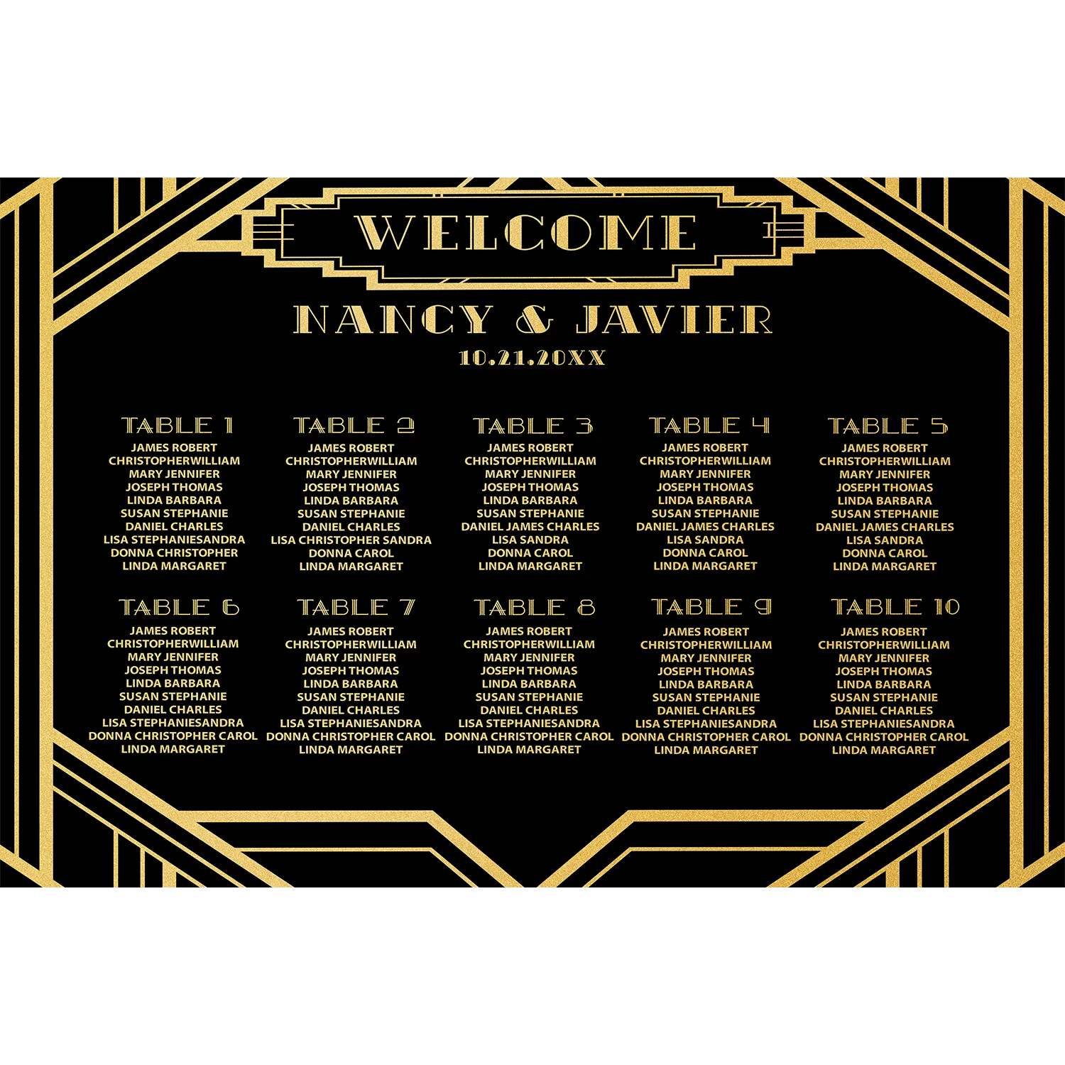 Vintage Art Deco Seating Chart
