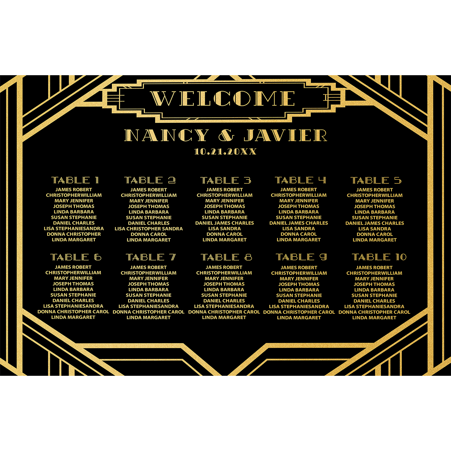 Vintage Art Deco Seating Chart