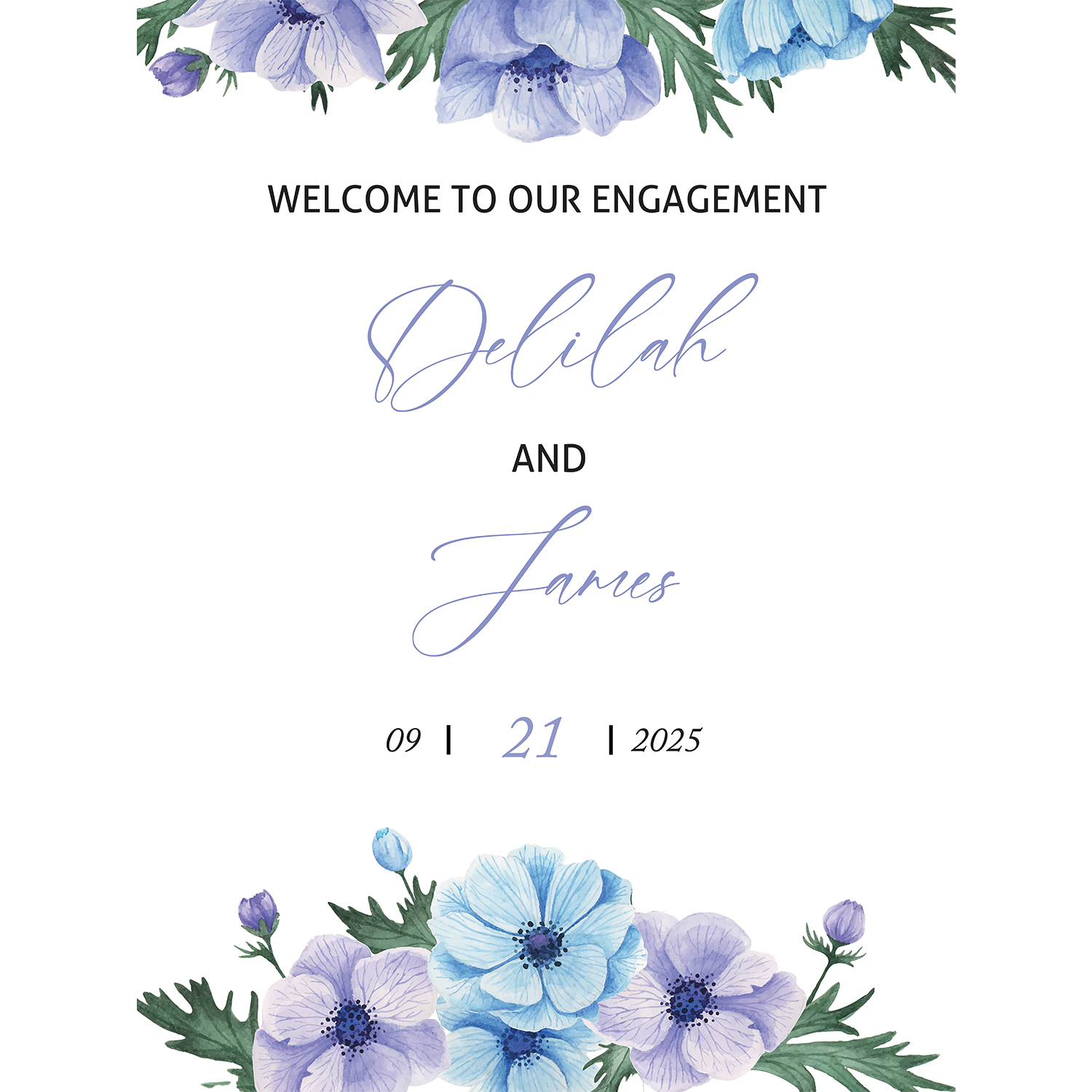 Watercolor Flowers Engagement Party Sign