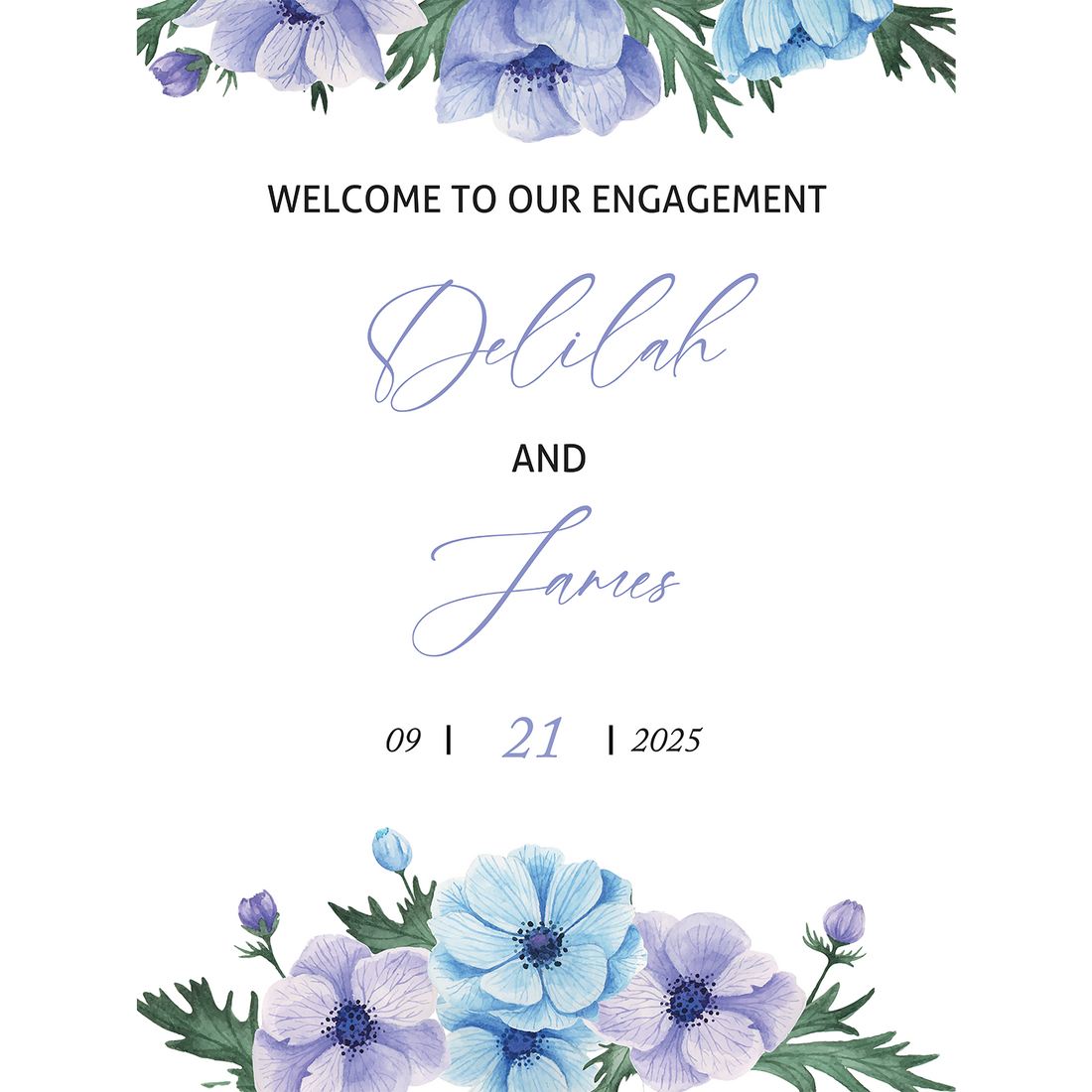 Watercolor Flowers Engagement Party Sign