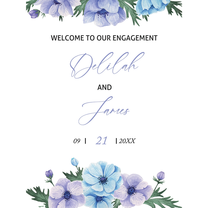 Watercolor Flowers Engagement Party Sign