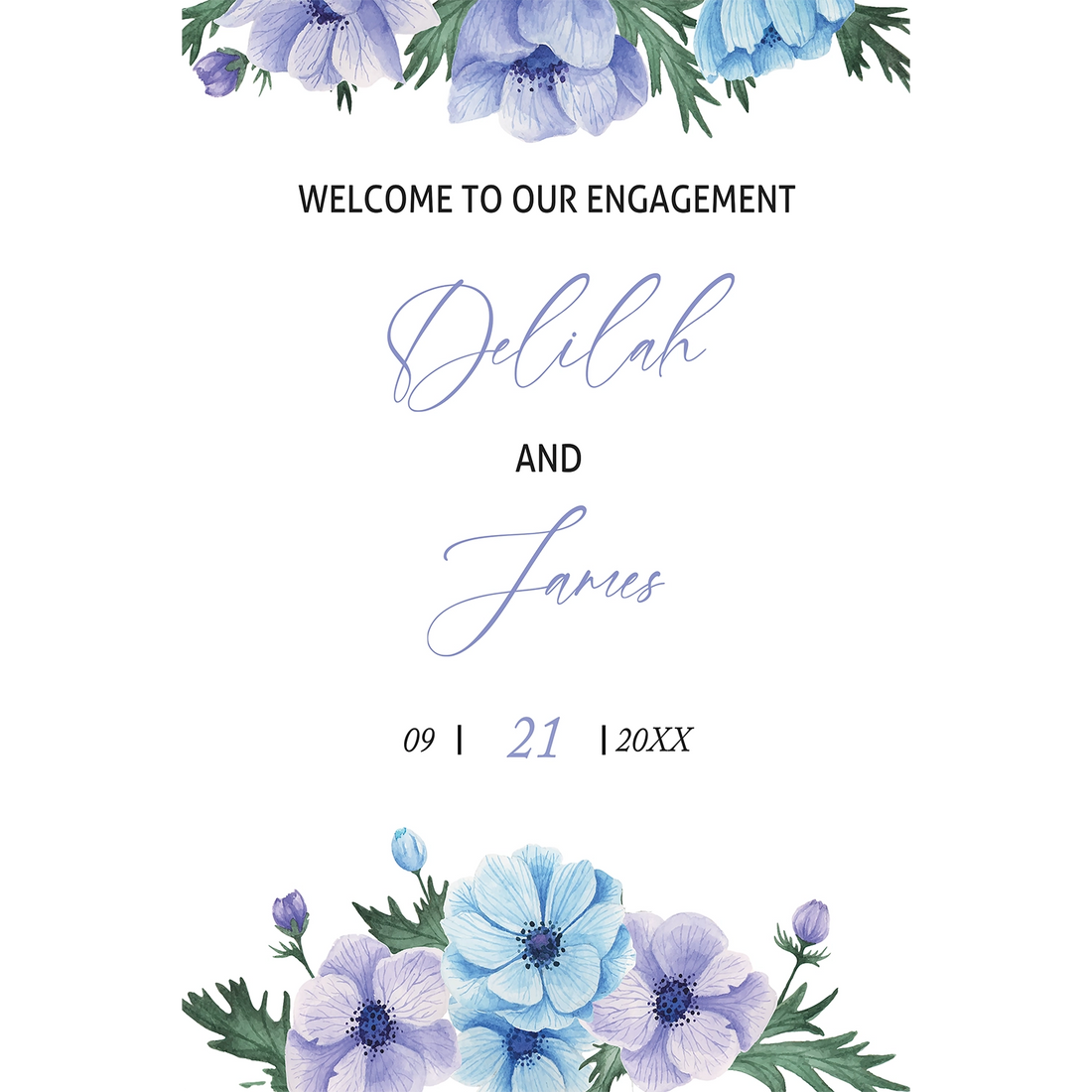 Watercolor Flowers Engagement Party Sign