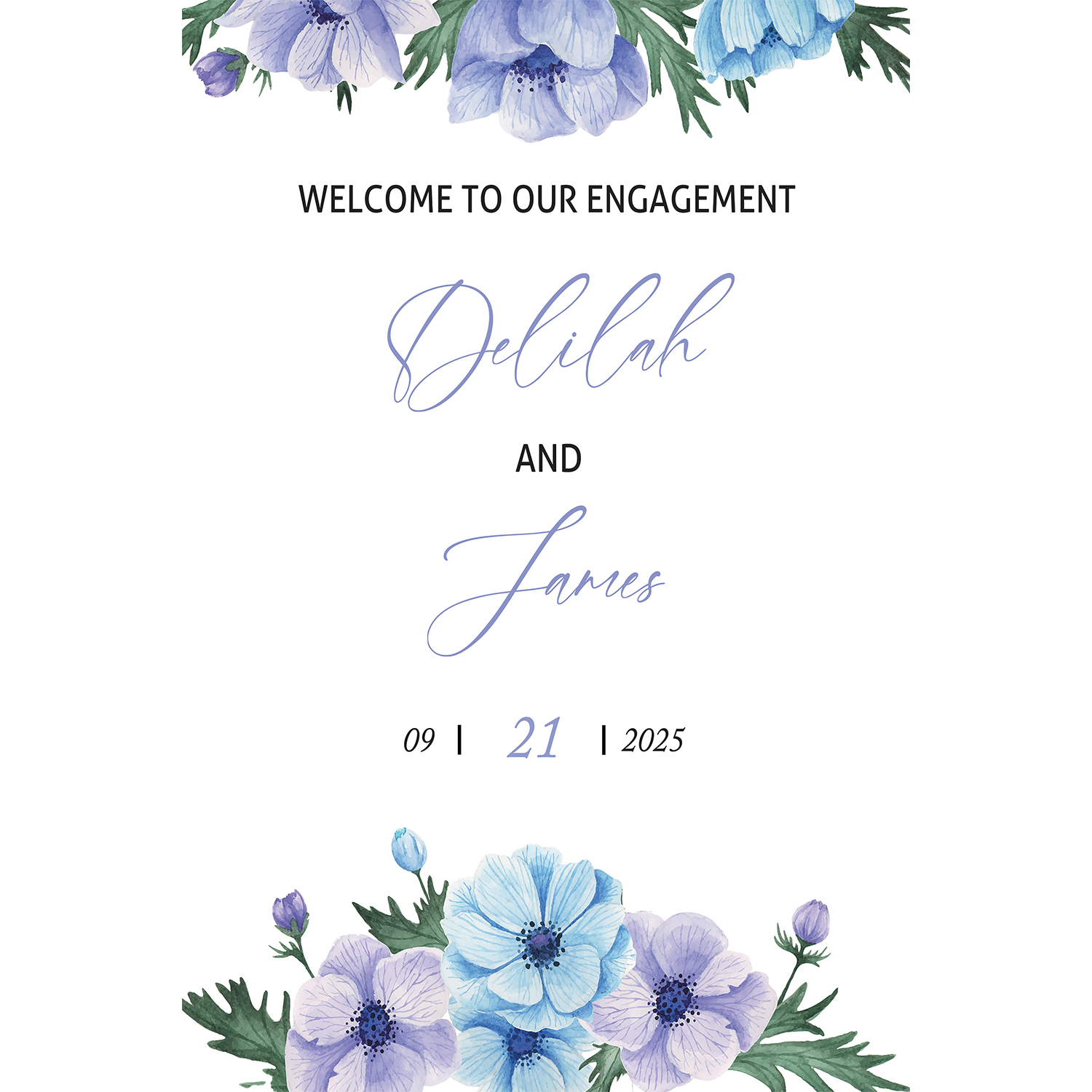 Watercolor Flowers Engagement Party Sign