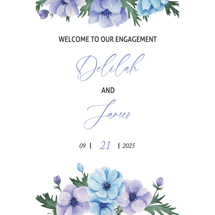 Watercolor Flowers Engagement Party Sign