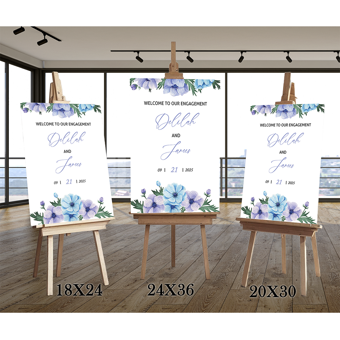 Watercolor Flowers Engagement Party Sign