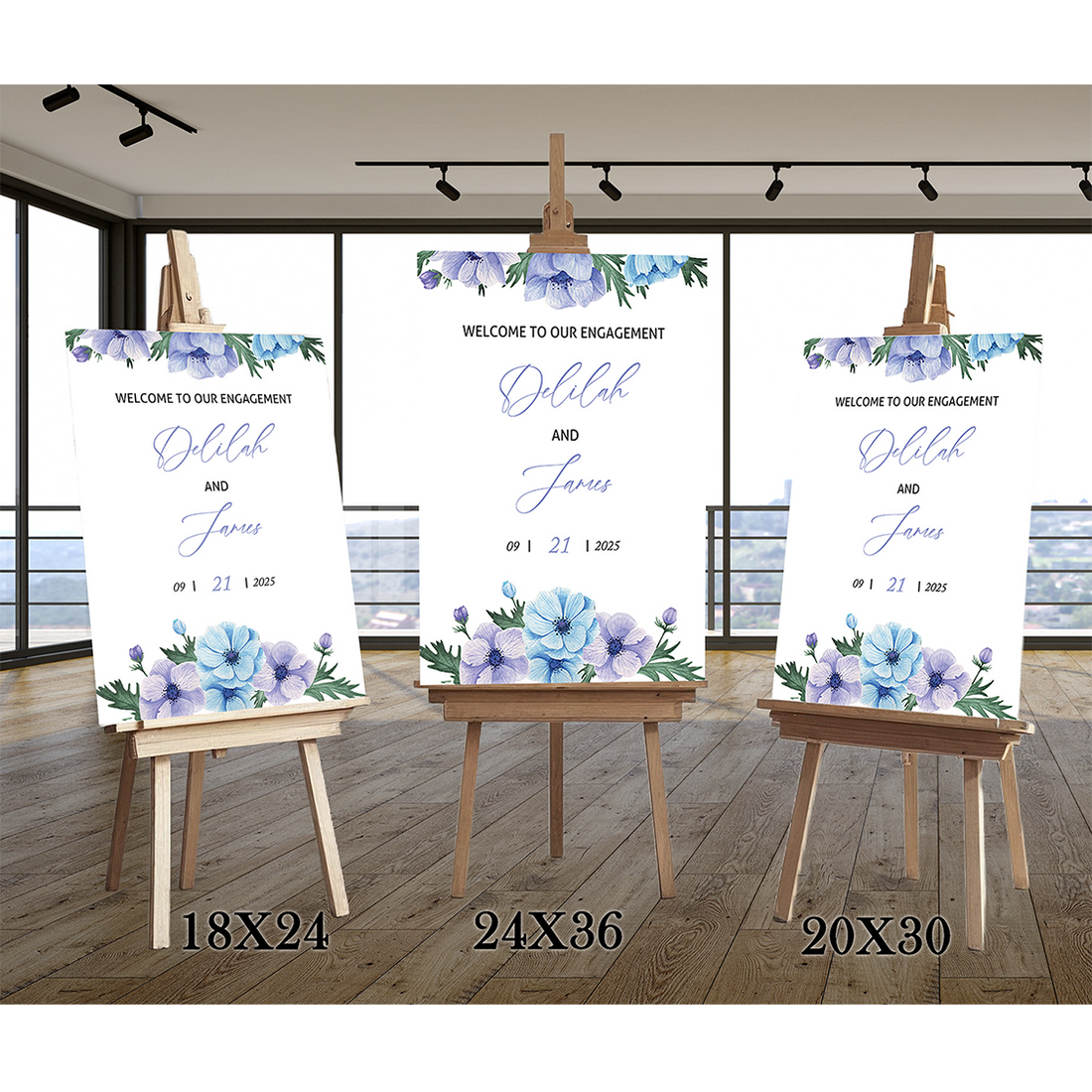 Watercolor Flowers Engagement Party Sign