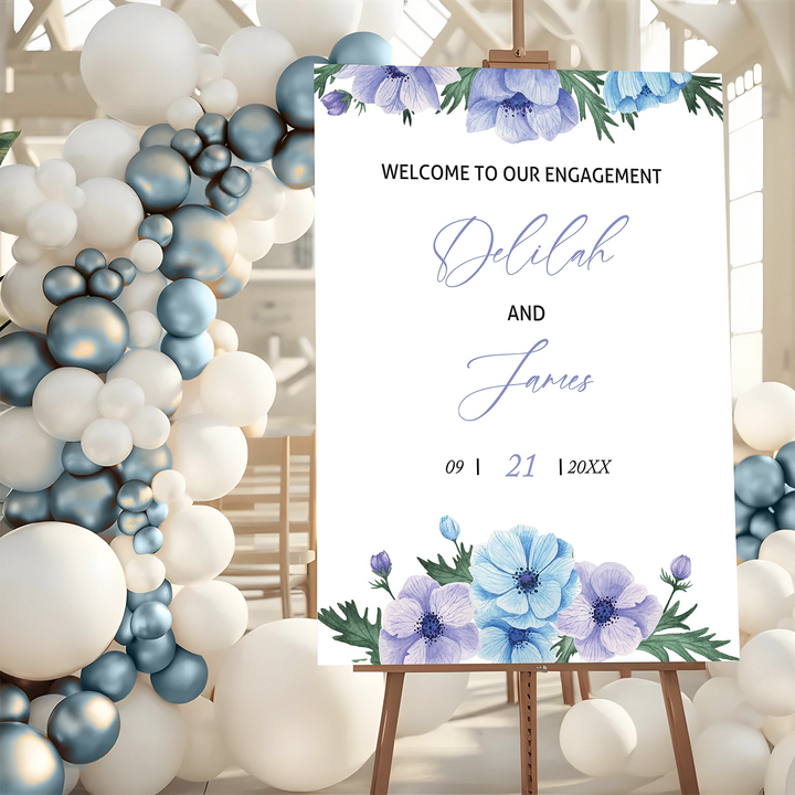 Watercolor Flowers Engagement Party Sign